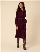 Pure Cotton Cord Midi Shirt Dress