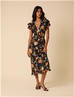 Floral V-Neck Midi Tea Dress
