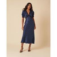 Polka Dot V-Neck Midi Tea Dress