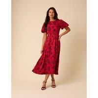 Floral Puff Sleeve Midi Tea Dress