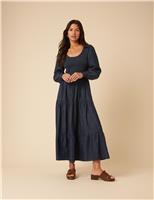 Pure Cotton Midaxi Tiered Dress