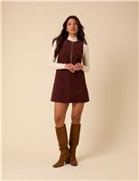 Pure Cotton Cord Zip Up Mini Shift Dress