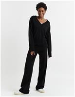 Chinti & Parker Wool Rich Wide Leg Relaxed Joggers with Cashmere Cream