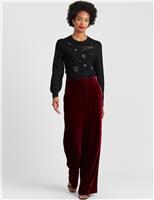 Velvet Wide Leg Trousers