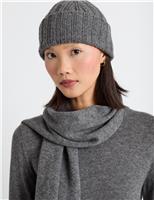Wool Rich Rib Beanie Hat with Cashmere