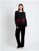 Wool Rich Bow Pocket Jumper with Cashmere