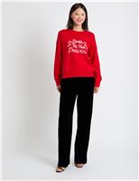 Wool Rich Slogan Sweatshirt with Cashmere