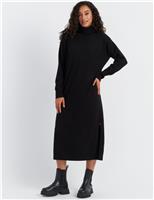 Wool Rich Roll Neck Midi Jumper Dress