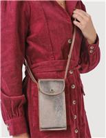Leather Metallic Cross Body Phone Bag