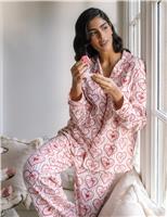 Chelsea Peers Valentines Cotton Rich Cupid Print Pyjama Set Soft White