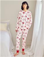 Chelsea Peers Print Crew Neck Pyjama Set Soft White