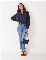 Cotton Rich Geometric Frill Detail Blouse