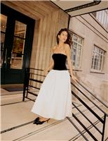 Pure Cotton Strapless Midi Skater Dress