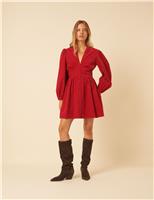 Cotton V-Neck Mini Dress