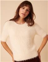 Textured Crew Neck Relaxed Knitted T-Shirt