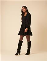 Corduroy Square Neck Mini Skater Dress