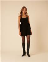 Velvet Tie Detail Mini Shift Dress