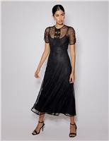 Lace Midi Waisted Dress