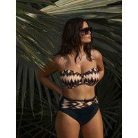 Fantasie Printed Wired Bandeau Bikini Top Brown Mix