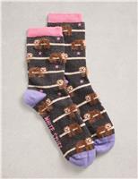 Cotton Rich Fluffy Ankle High Socks