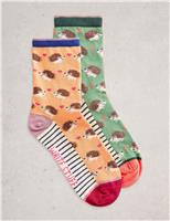 2pk Cotton Rich Hedgehog Ankle Socks