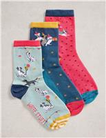 3pk Cotton Rich Party Dogs Ankle High Socks