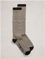 Cotton Rich Metallic Stripe Knee High Socks