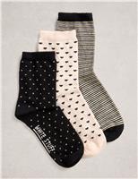 3pk Cotton Rich Sparkle Ankle High Socks