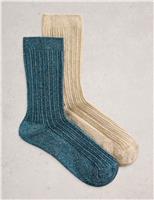 2pk Cotton Rich Sparkle Ankle High Socks