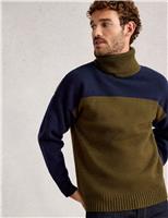 Wool Rich Colour Block Roll Neck Jumper