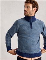 Wool Rich Striped Half Zip Jumper