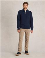 Pure Cotton Funnel Neck Half Zip Jumper