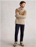 Textured Striped Shawl Neck Jumper