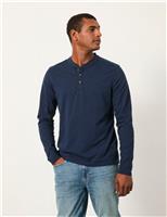 FatFace Pure Cotton Henley Long Sleeve Top Navy