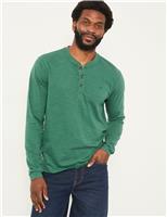 Pure Cotton Henley Long Sleeve Top