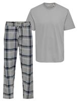 ONLY & SONS Pure Cotton Checked Pyjama Set White Mix