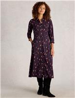 Cotton Rich Jersey Printed Midi Shirt Dress