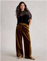 Velvet and Mesh Printed Frill Puff Sleeve Blouse