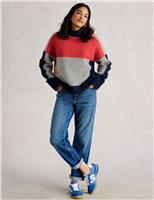 Wool Blend Colour Block Roll Neck Jumper
