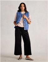 Velvet Wide Leg Cropped Trousers