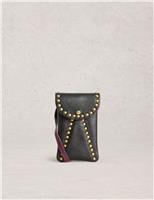 Leather Studded Cross Body Phone Bag