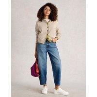 Pure Cashmere Crew Neck Two Tone Cardigan