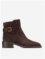 Silvana Suede Buckle Block Heel Ankle Boots