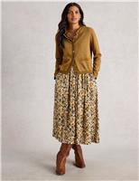 Metallic Printed Midi A-Line Skirt