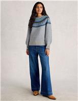 Wool Rich Fair Isle Heart Crew Neck Jumper