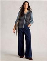 Printed V-Neck Shirred Detail Blouse