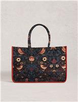 Cotton Blend Floral Jacquard Tote Bag