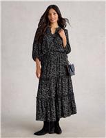 Metallic Printed Midi Tiered Skirt