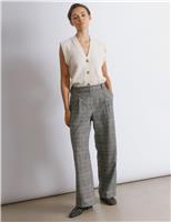 Checked Wide Leg Trousers with Wool