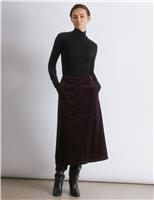 Cord Midi A-Line Skirt